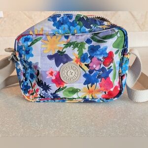Kipling Colorful Floral Crossbody Bag with Kipling Monkey Key Chain